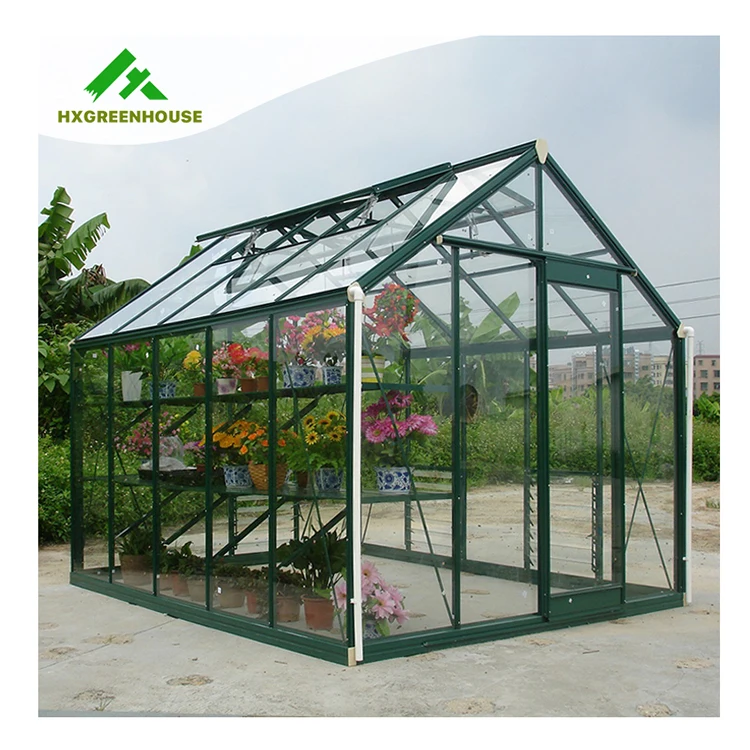 Deluxe 4mm Tempered Safety Glass Aluminum Profiles Greenhouse HX98128
