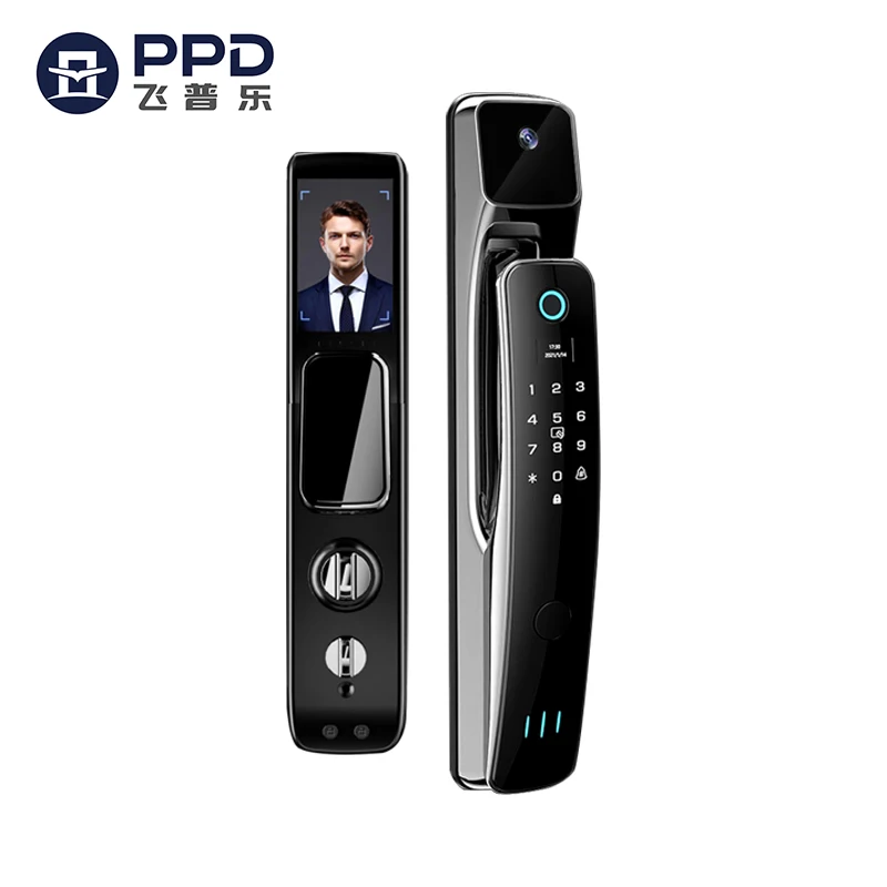 full automatic electronic biometric fingerprint door lock 3d face recognition smart door lock with camera finger print door lock