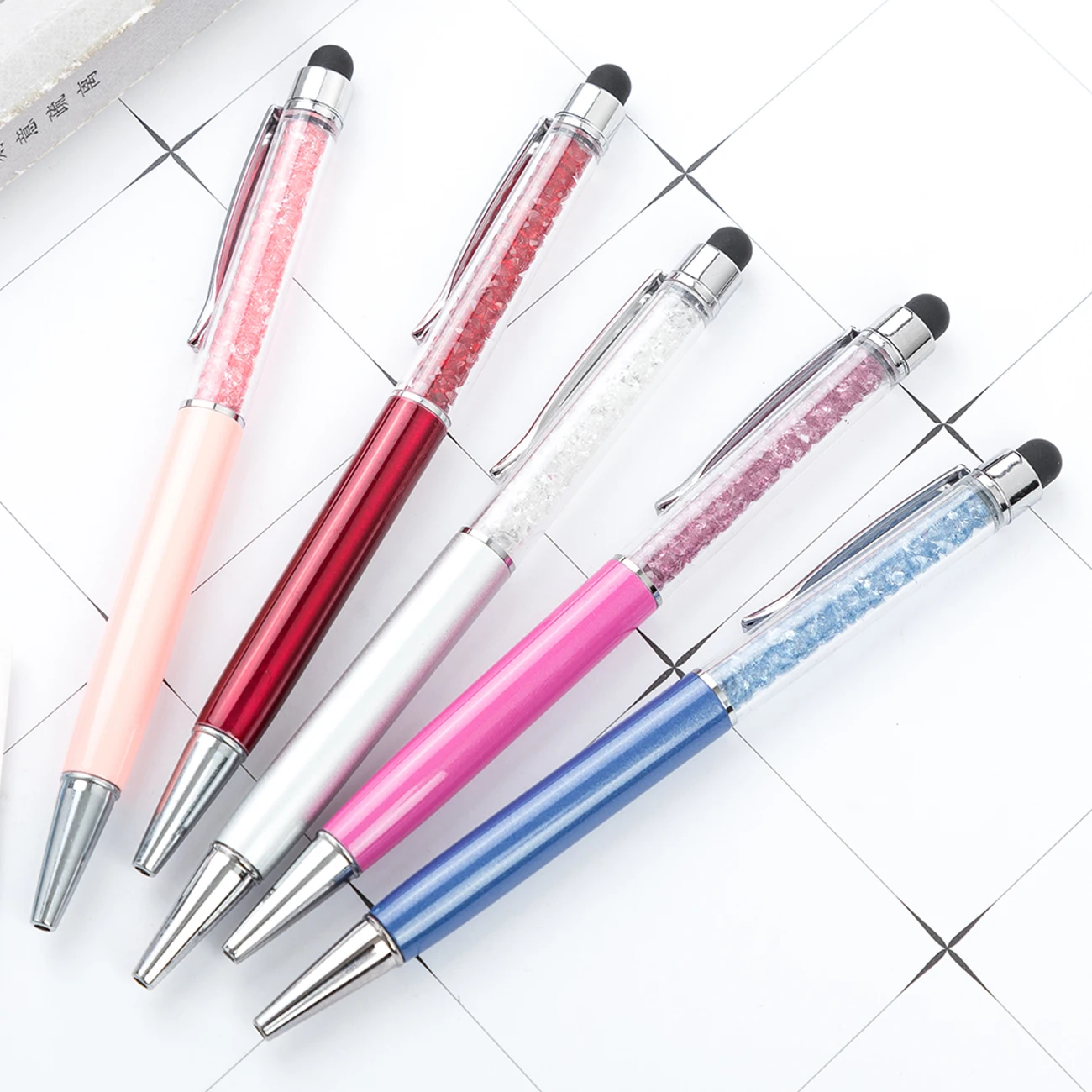Youjin hot sell wedding gift bling gemstone custom logo crystal pen promotion diamond ballpoint pen with stylus