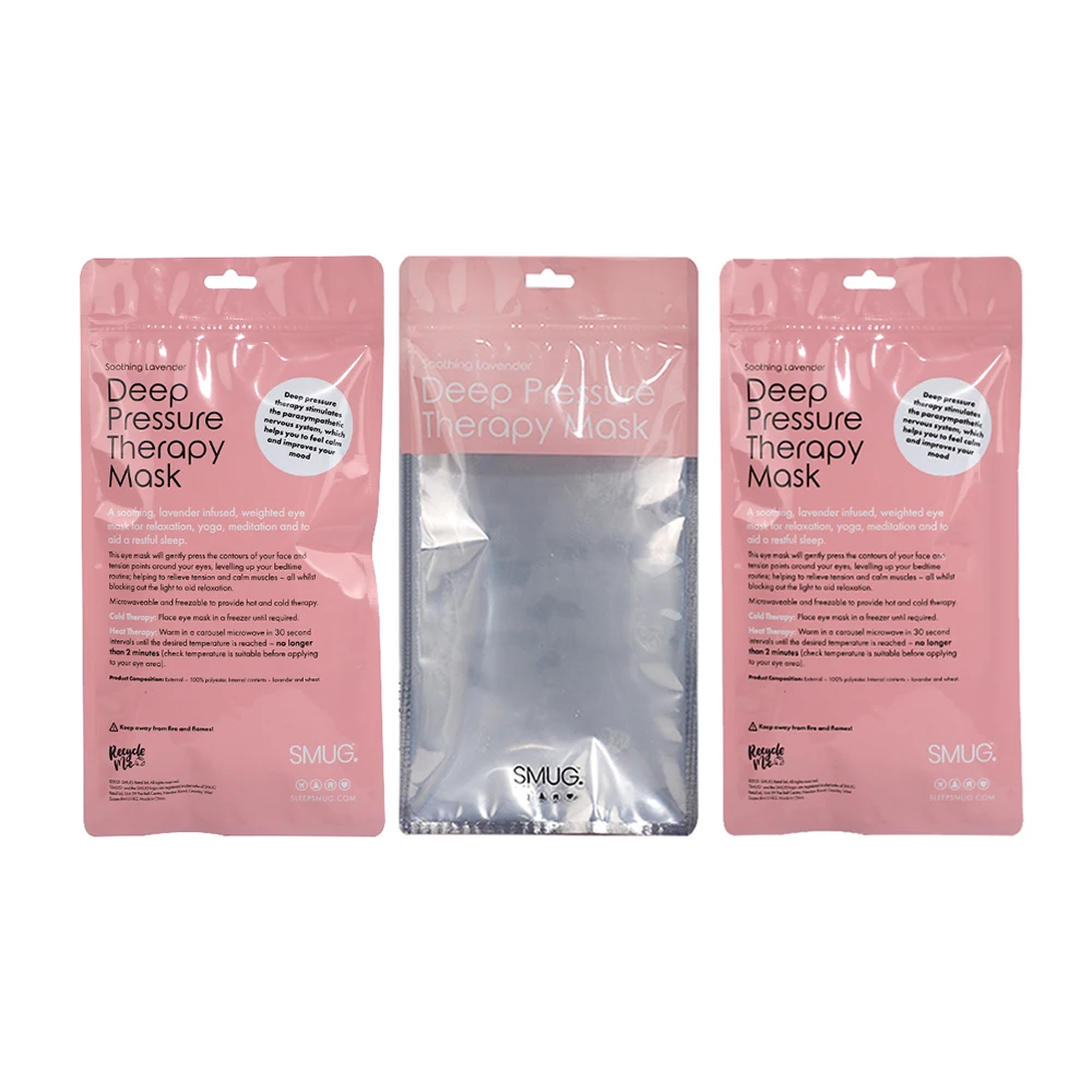 Wholesale Print Facial Mask Pink Zipper Pouch Glossy Bag Resealable Small Stand Up Clear Plastic Bag Cosmetic