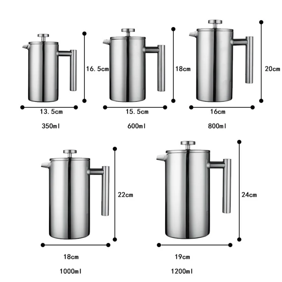 Double Layer Stainless Steel 304 Hot Tea Kettle SS 304 Coffee Pot Water Thermos Kettle