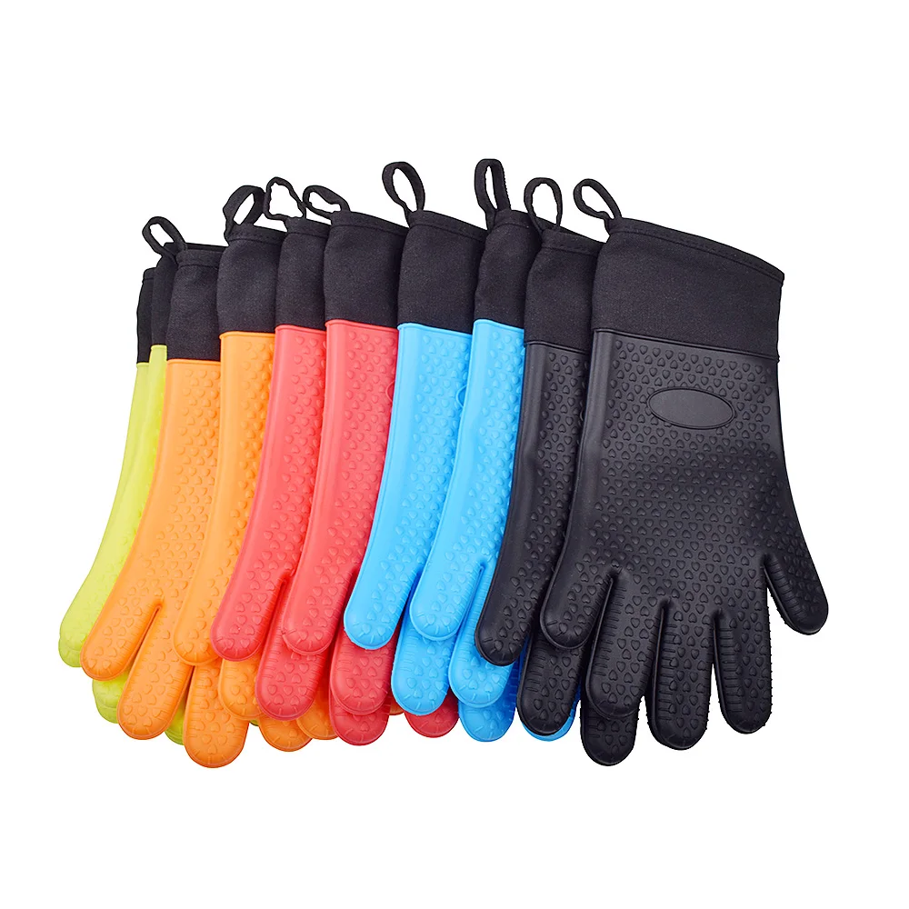 
Heat Resistant Long Waterproof Non Slip Potholder Grilling Silicone Cooking Oven Gloves Mitt With Quilted Liner For Barbecue  (62367442251)