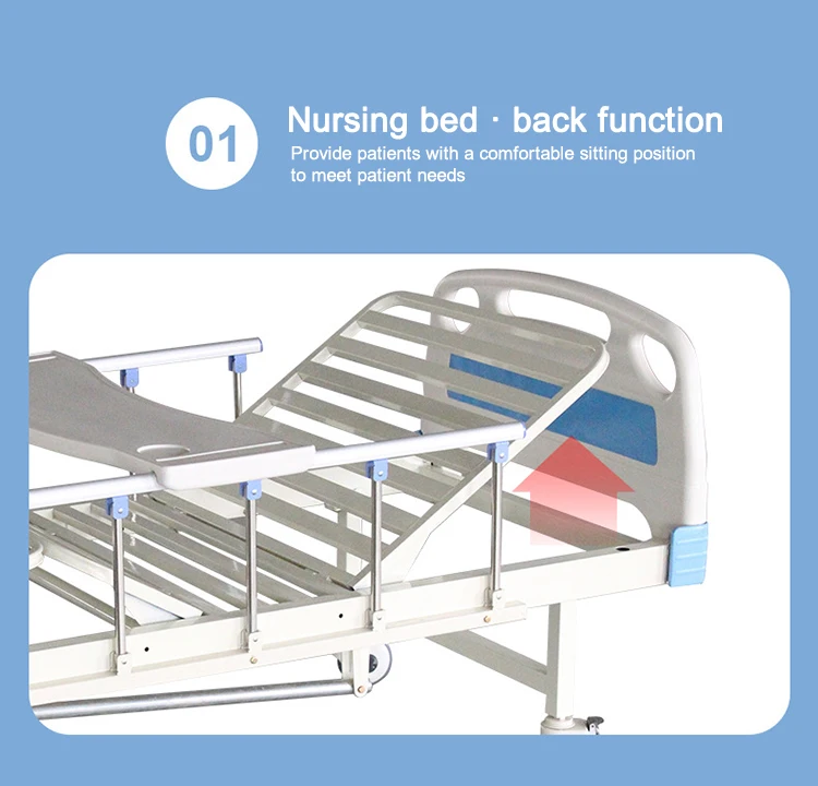 Abs Head Board Manual Two Crank Hospital Bed for Clinic and Hospital