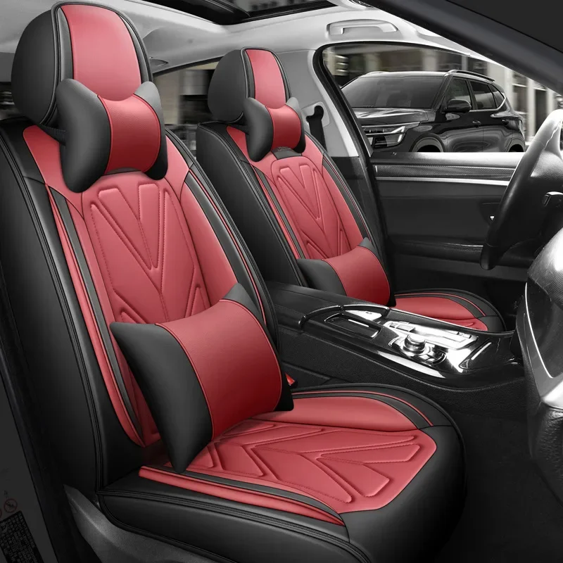 5D 9D Waterproof Leather Car Seat Cover Car Interior Accessories Full Set Universal Luxury Seat Cushions 13 Pcs For Cars