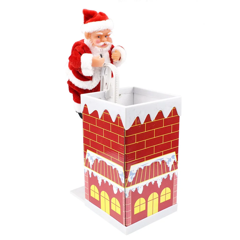 New Arrival Santa Climbing Claus Chimney Electric Toy Doll With Music Kids Christmas Gift Santa Climbing The Ladder