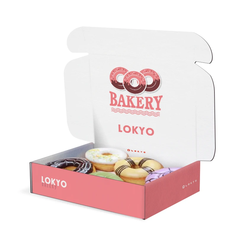 LOKYO wholesale custom size christmas design cookie box baking packaging puff bakery box with logo