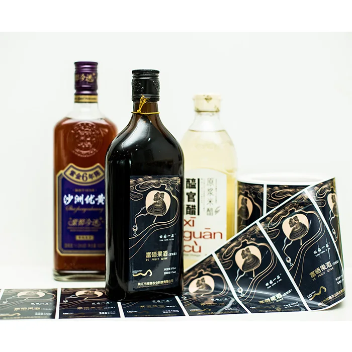 custom self adhesive printing private brand vodka wine bottle label etiquetas liquor whisky glass bottle roll sticker