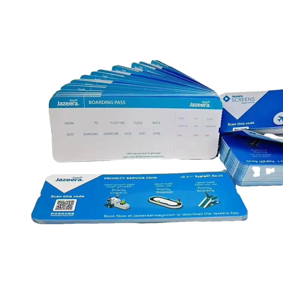 Пользовательские метки uhf rfid airtag авиабилеты с печатью термобумаги авиабилет посадочный талон.