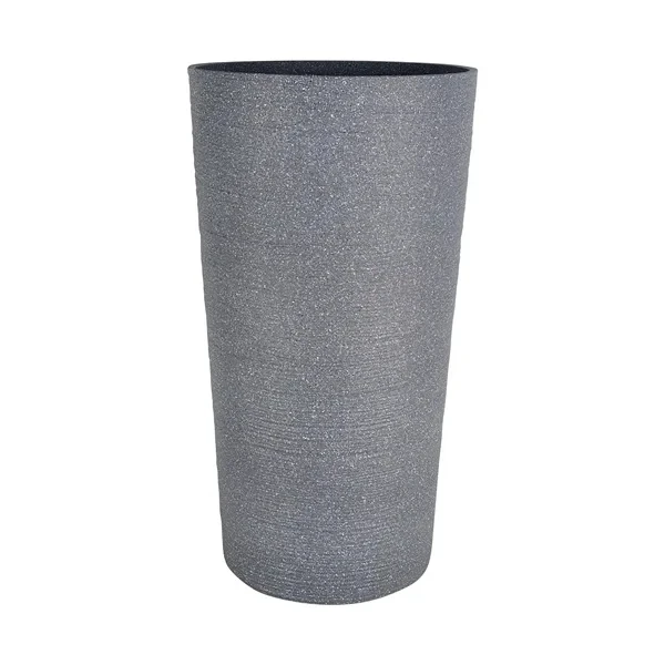 Recycled PP Multi-band Tall Round Injection Molding Plastic Flower Pots and Planters Outdoor 11 Inch KOREAN Plastic Vases Glazed