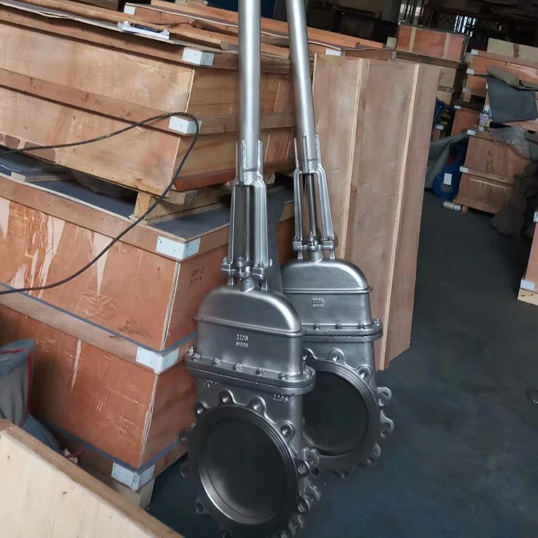 
Manual extension stem stainless steel knife gate valve with cover 