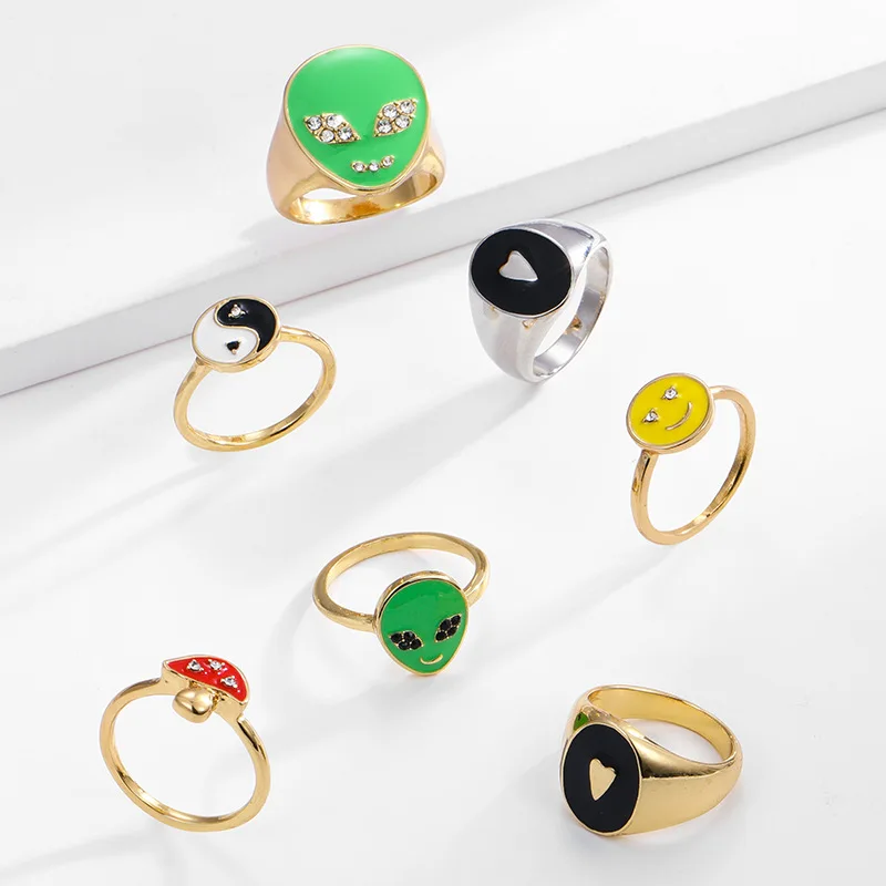 Designed  Spring Summer New Design 14K gold plated rings men 3pcs ring set Big Size Women Chunky Cluster pearl Beaded rings