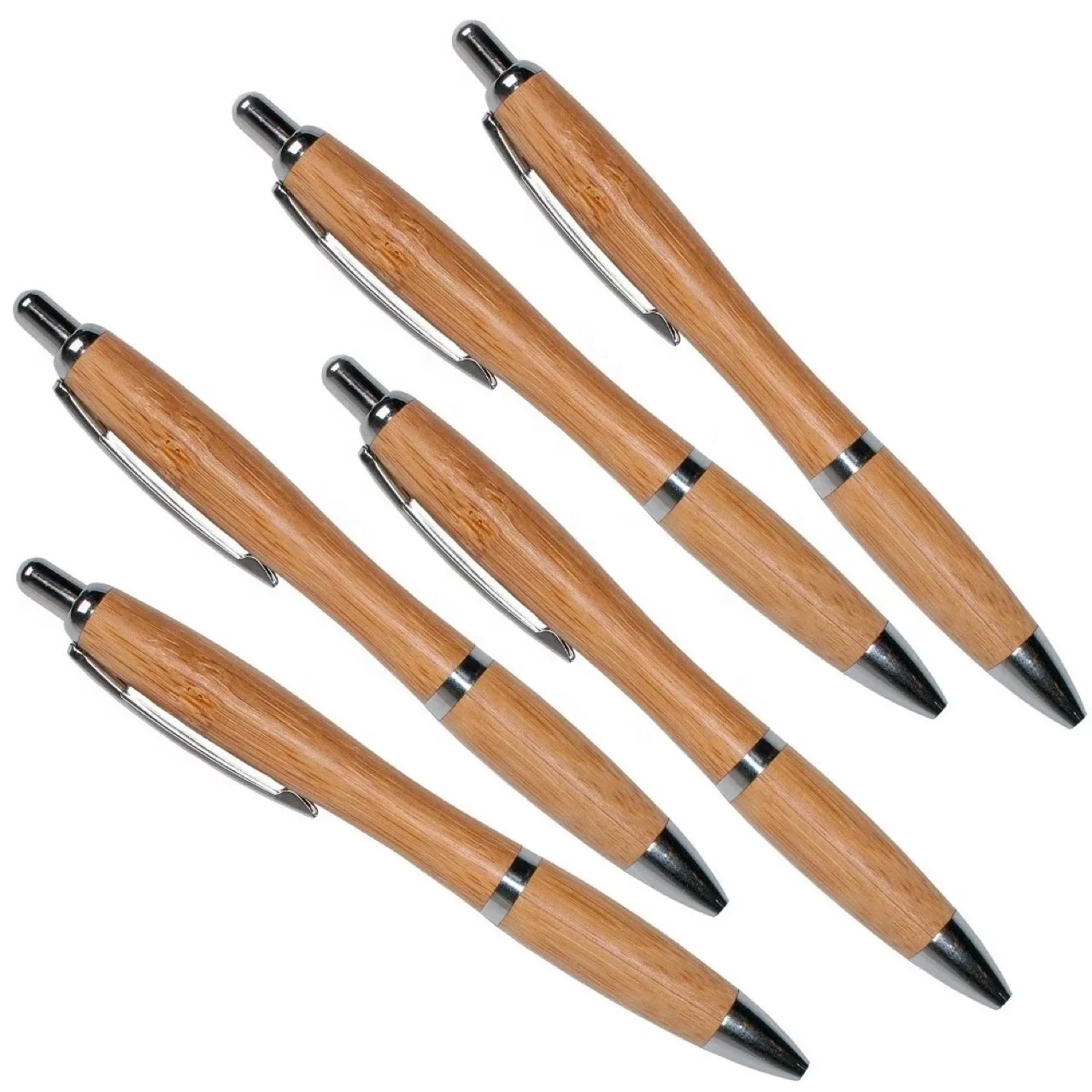 Eco Green Promo Products Item Recyle Bamboo Wood Curvy Viva Ballpoint Pen with Laser Engraved logo