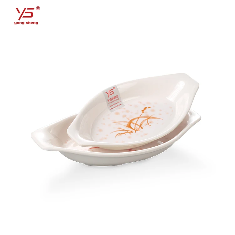 Top selling SGS certified 100% melamine long boat plate,long boat shape plate,plate beautiful