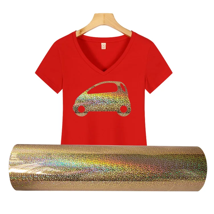 Wholesale PU Pet Metallic Glitter Gold Elastic Flex Foil heat press iron on htv vinyl cutter heat transfer
