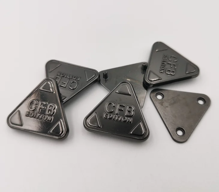 brand triangle logo patch metal leather shoes Hat Badge popular decoration accessories jeans accessories