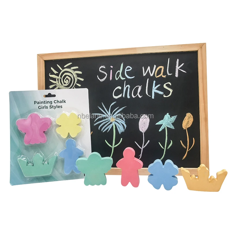 educational four pieces packed girls tyle shaped chalk non toxic washable custom pavement  chalk for kids