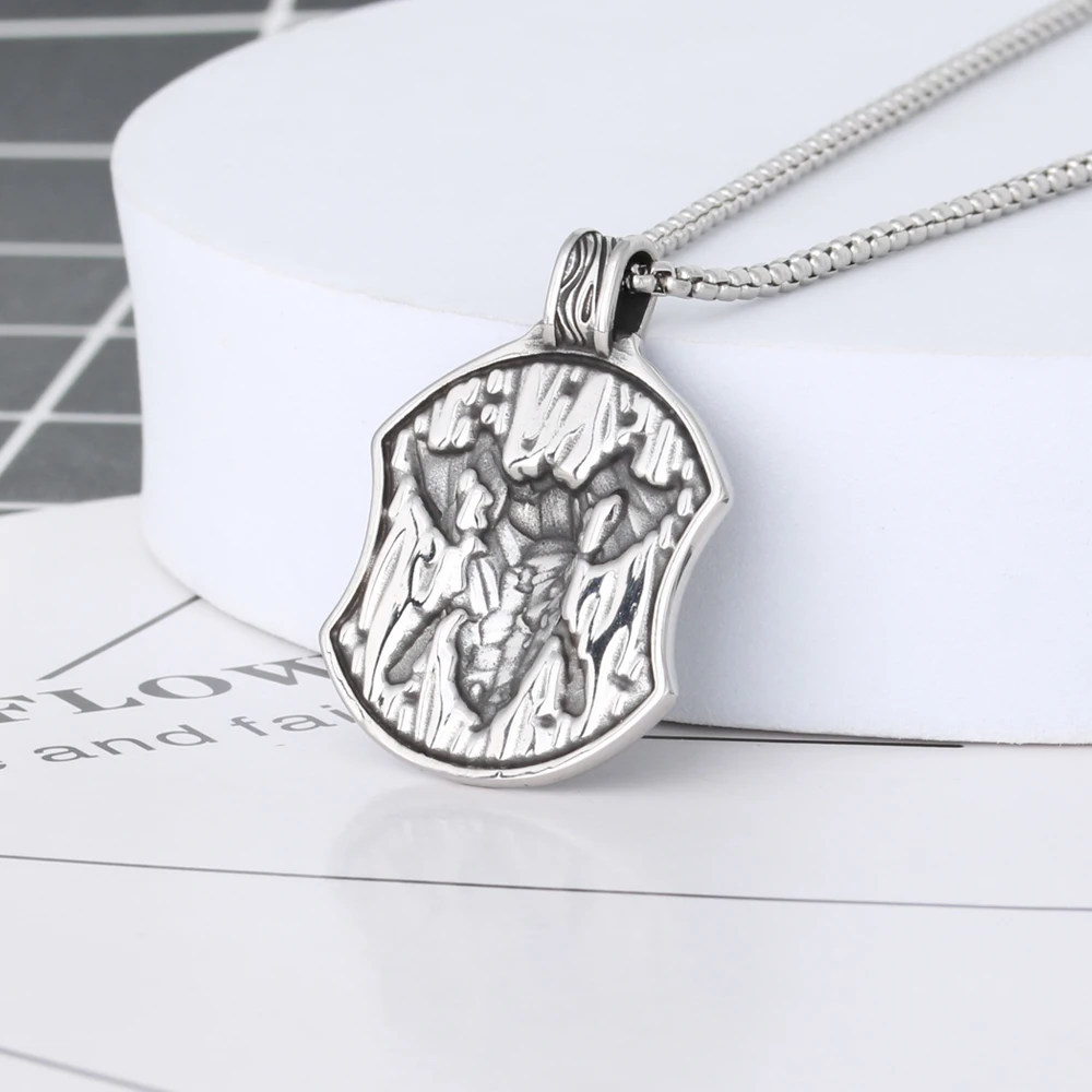 Vintage Nordic Celtic Warrior Pendant Viking Stainless Steel Odin Double Axe Shield Pendant