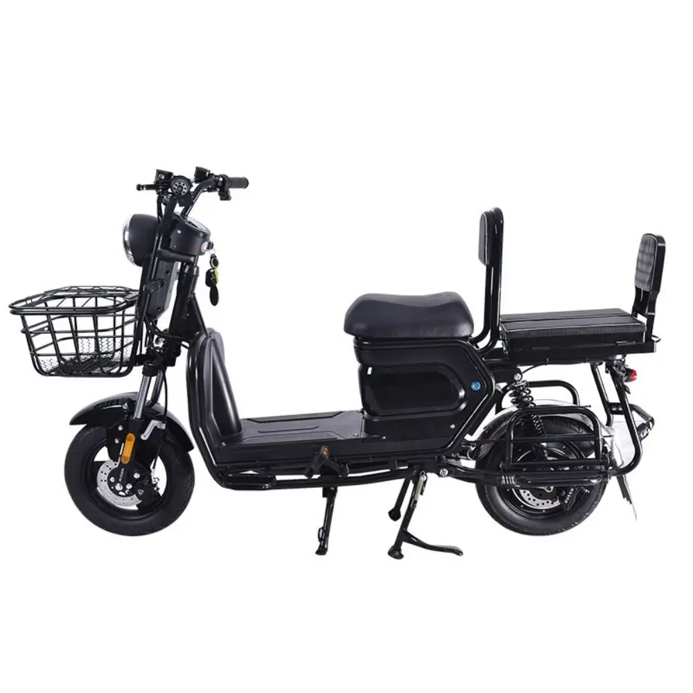 Long range high speed takeaway food delivery vehicle 500W lithium battery front and rear disc brake safe driving 2 seat bike