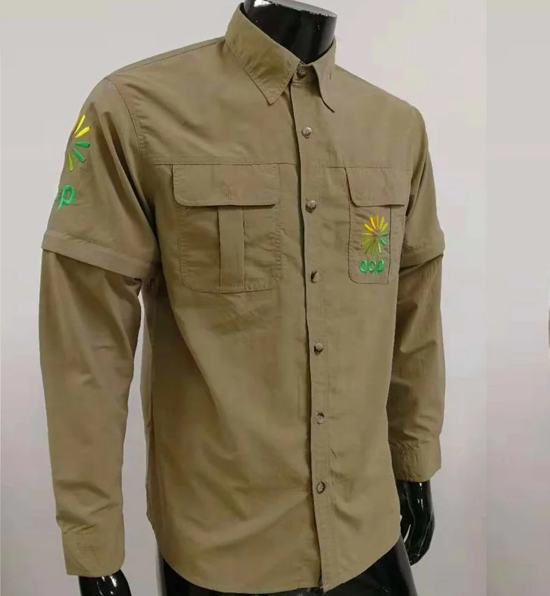 Mens back vented breathable fishing shirt with different color and ripstop material