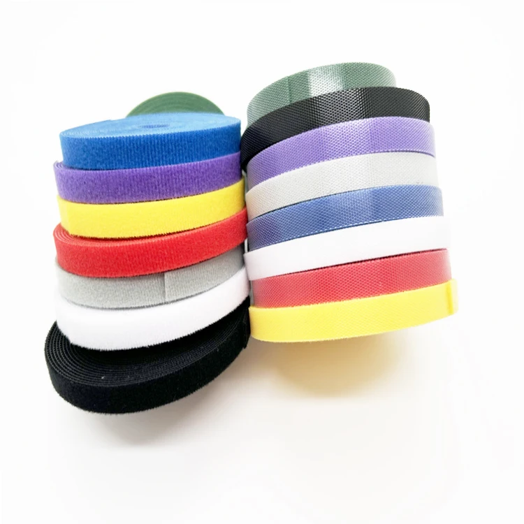 Customizable Nylon Hook and Loop Tape Roll with Metal Hoop Velcroes and including Web Bag Strap and Customized Web Band