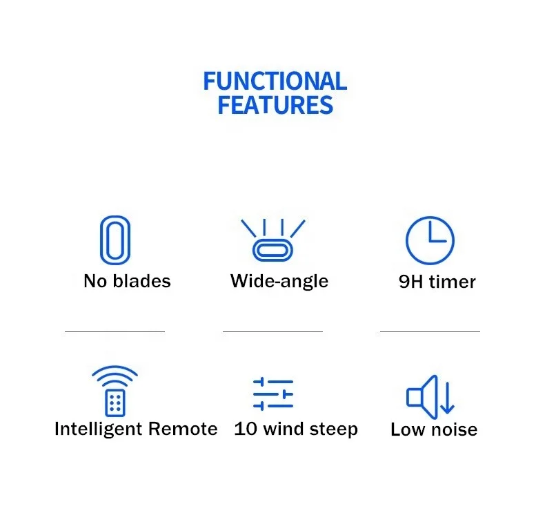 Home Appliance Nature Wind 10 Gears ABS Material Floor Standing AC Air Cooling Bladeless Electric Fan