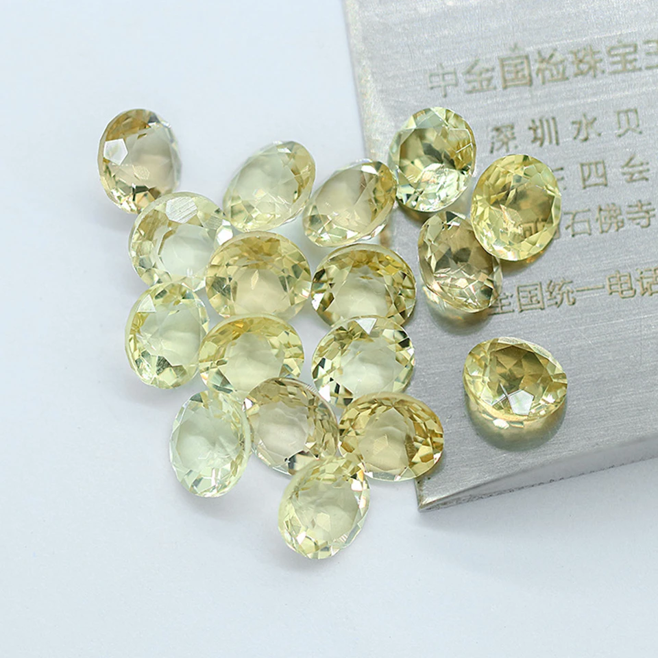 High Quality Pure Stone Natural Lemon Quartz Crystal Rectangle Inlaid Gemstone For Diy Ring Necklace Earrings Bracelet