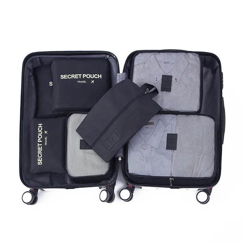 Factory 7Pieces of Sets Portable Clothes Pouch Travel Bag Set Suitcase Organizers Packing Cubes Luggage Organizer for travel