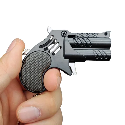 Hot Gun Model Keychain Metal Weapon Pendant Key Holder Rubber Band Toy Gun Key Chain Keychain Shooting Toy Gifts Boys