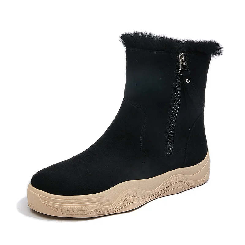  Fashionable Women Snow Boots Customizable Winter Warm Ankle Shoes Faux Sheepskin Upper for