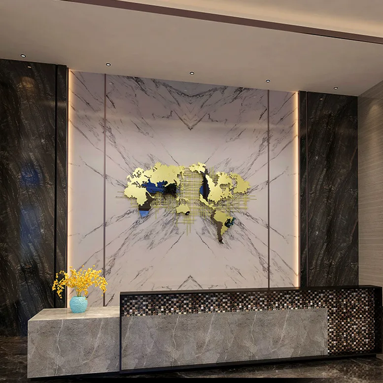Luxury Gold Metal Hallway Decoration 3D Wall Map