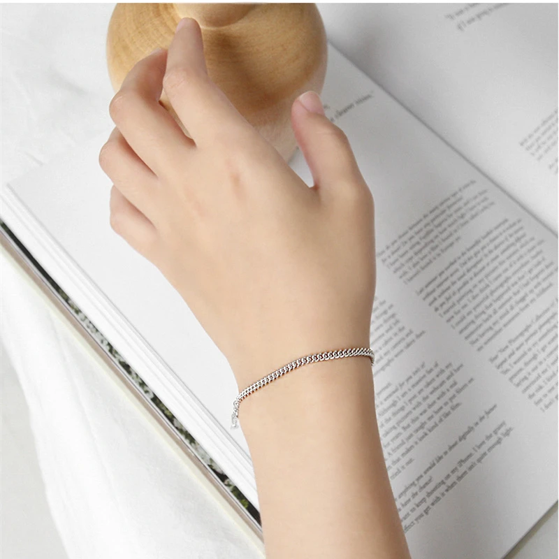 sterling silver 925 fine jewelry bracelet minority fashion design chic style side chain bracelet