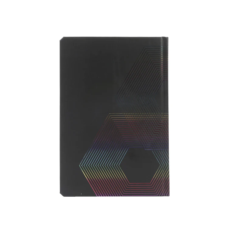 New fashion luxury UV Coated laser printing A5 Black Hardboard Art Paper Cover Notebook note books