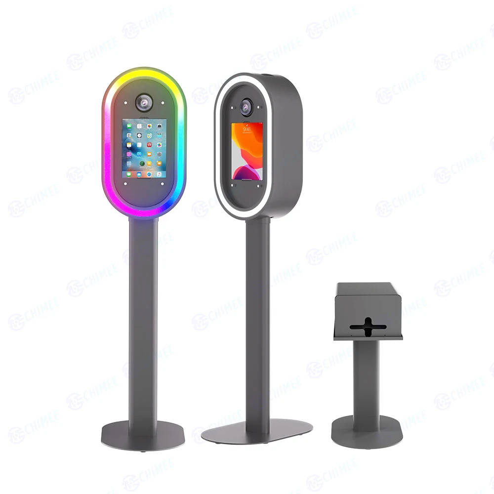 New Aluminum Case Oval Black Faceplate DSLR Photo Booth White RGB Light Photobooth 10.2 10.9 11 12.9 inch iPad Photo Booth Shell