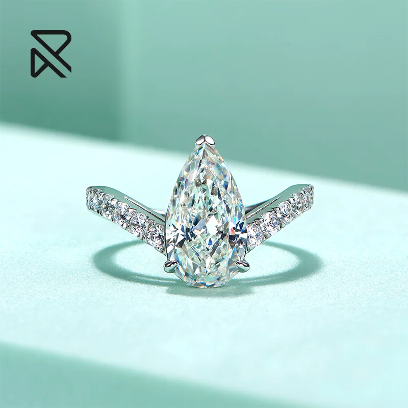 2022 wholesale 18k white gold water drop lab grown diamond ring 18k gold plated engagement rings