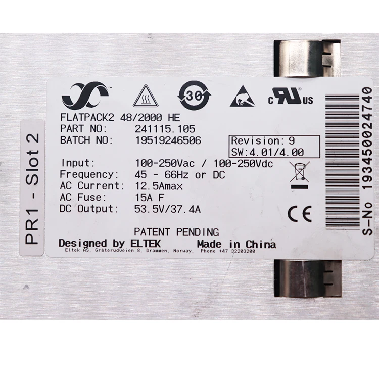 Eltek brand rectifier module FLATPACK2 48/2000 HE 2000W telecom rectifier module 241115.105