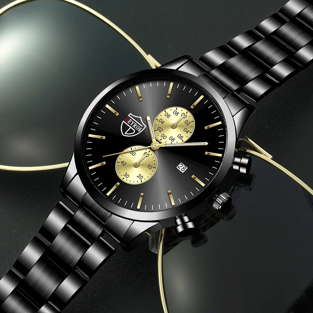 New Calendar Men fashion luminous Stainless steel with quartz watch Student watch