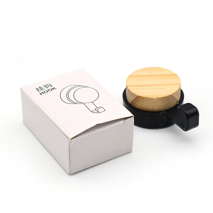 Factory Price Portable Mini Wooden Wall Sticker Hook Adhesive Wall Hooks With Custom LOGO