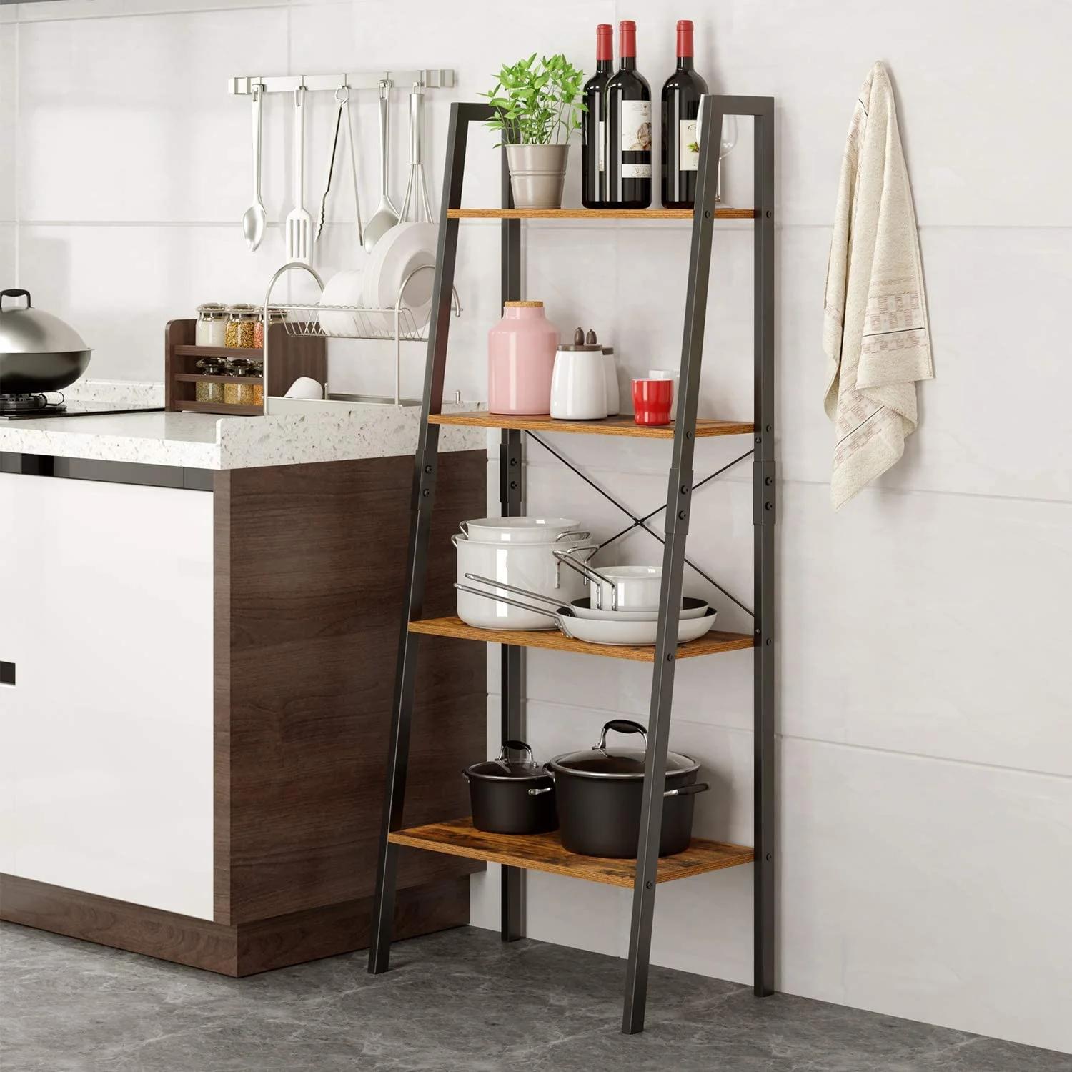 Combohome Ретро Многофункциональный 4 этажа завод Цветочная полка с металлической рамкой Книжная Полка Стеллаж для хранения