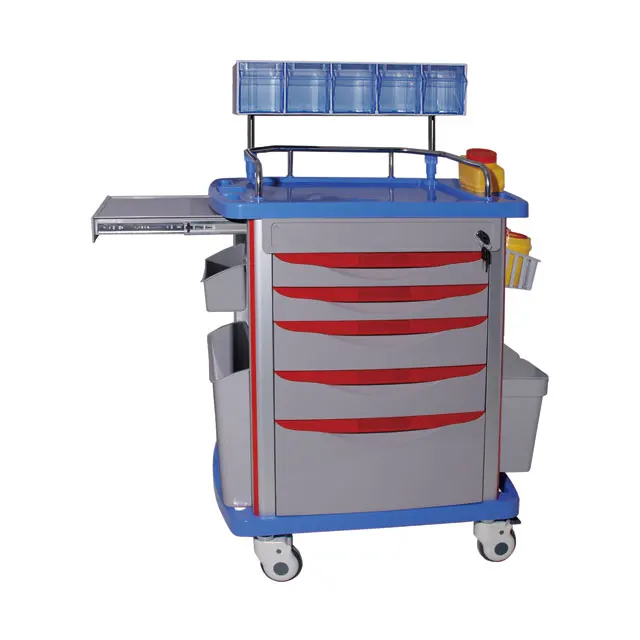 ABS Transfer Nursing Medical Trolley With Drawers and plate for automatic external defibrillator