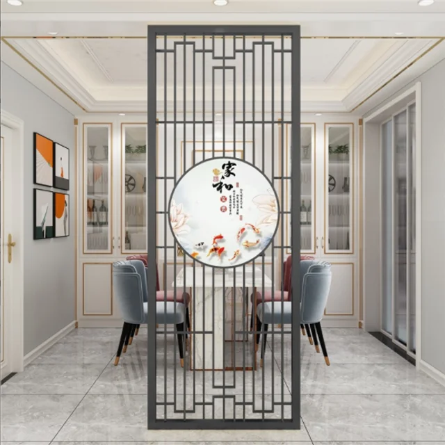 Light Luxury Hollow Metal Stainless Steel Screen Partition Wall Living And Dining Room Divider Entrance  Partition
