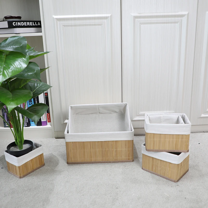  Practical and eco-friendly set 6 home storage bamboo baskets weaving wholesale