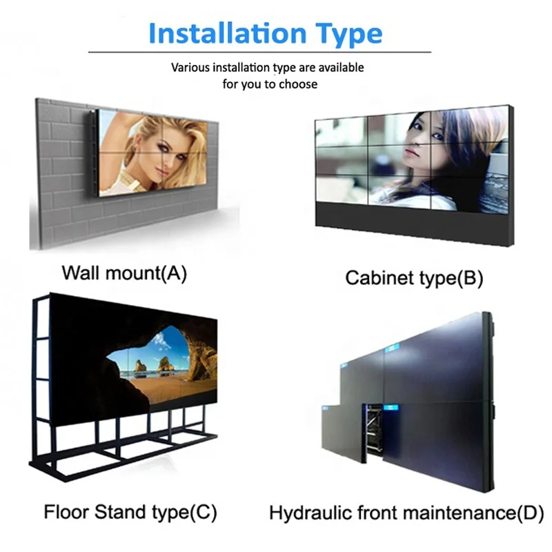 55' factory directly sell wall solution manufacturer advertising system stage new product display lcd video wall screen
