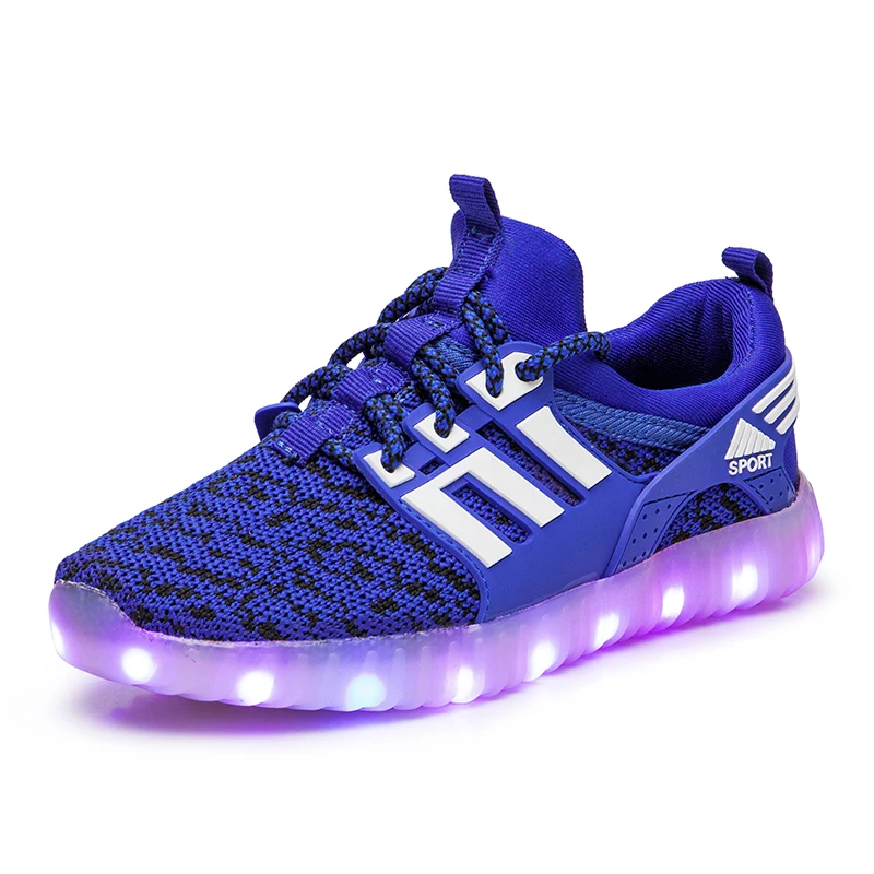 wholesale factory high quality USB rechargeable LED kid shoes light children shoes glowing unisex shoes light for promotion