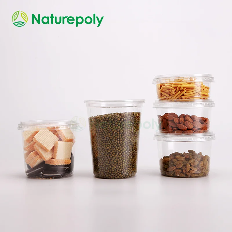 BPA-Free 32oz 24oz 12oz Disposable Leakproof Transparent Food Storage PLA Deli Container with Lids