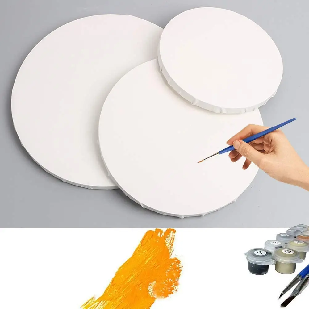 Canvas Acrylic Wholesale 2 Pcs Round Blank Primed Cotton Canvas Frame  22cm for Painting