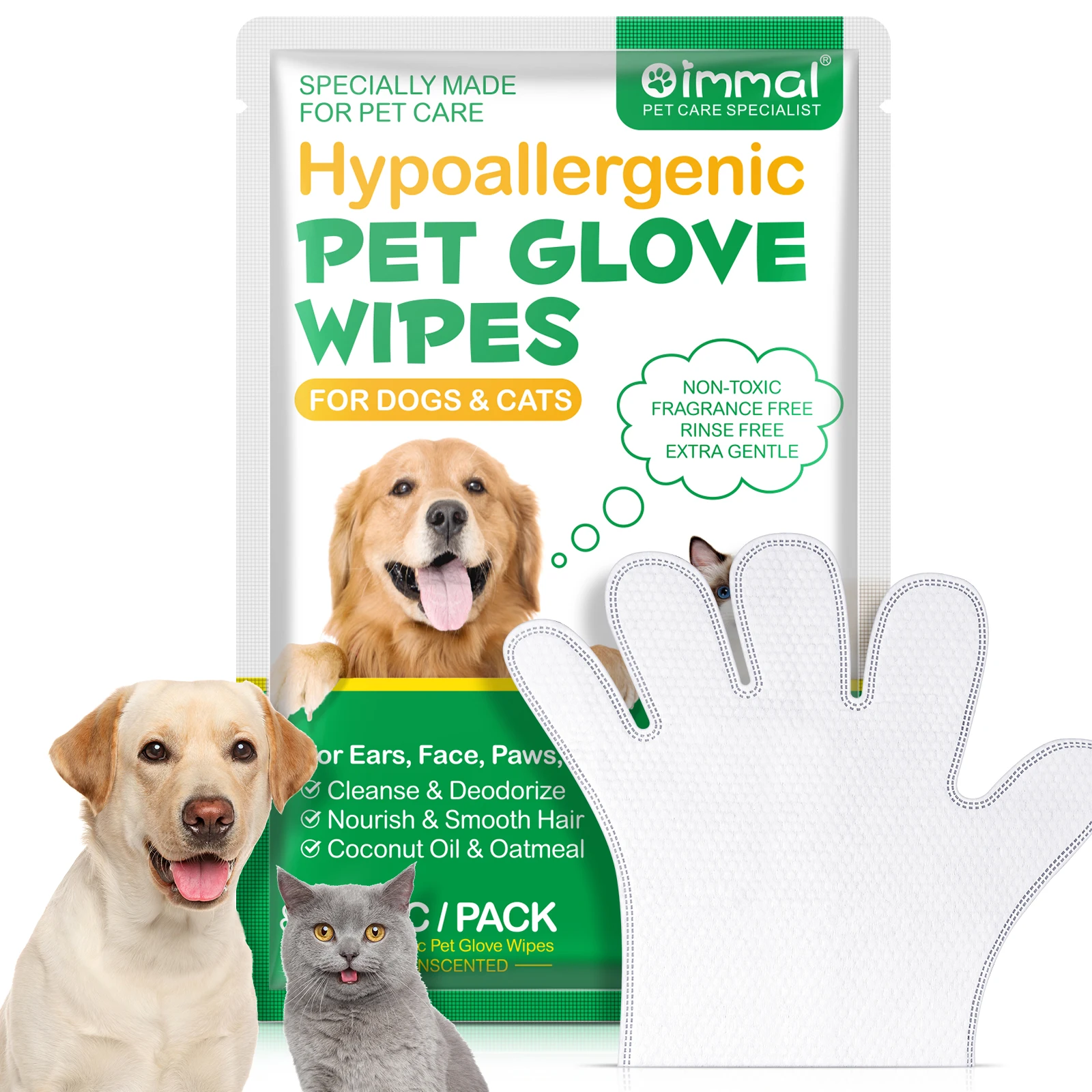 OIMMAI disposable cats dogs aloe vera travel customize private label non toxic pet wipes gloves,eye pet wet wipes