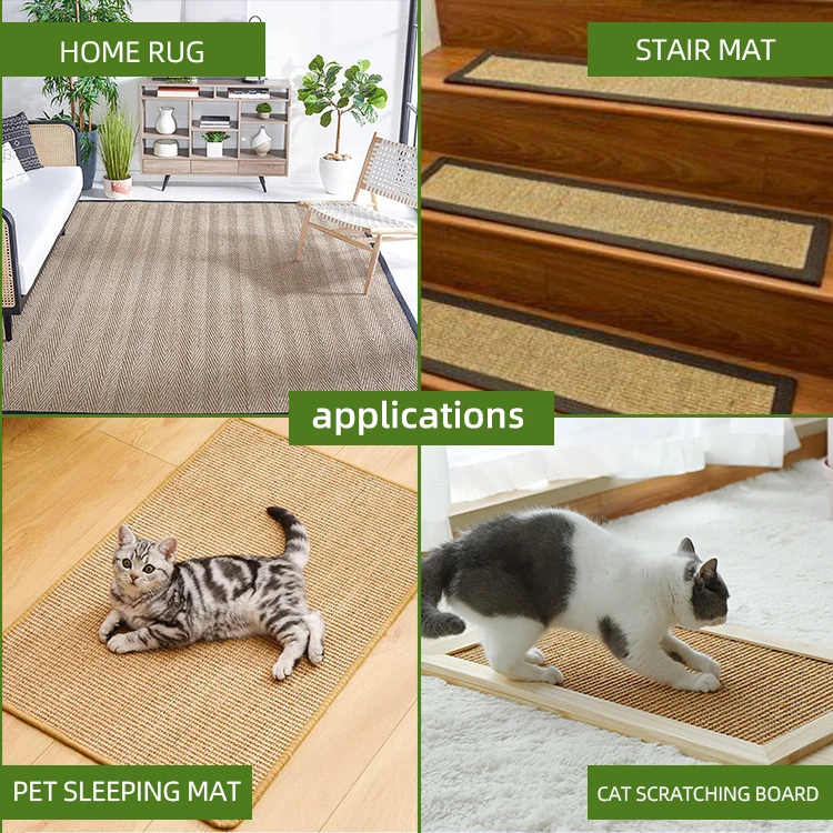 For home decor, furniture protection, pet sleeping pads 100% natural sisal can be customized office carpet Sisal Carpets