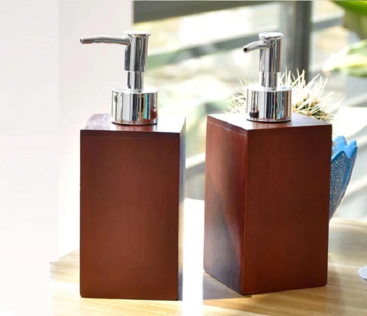 Bamboo Soap Dispenser Pump shampoo bottle shower holder