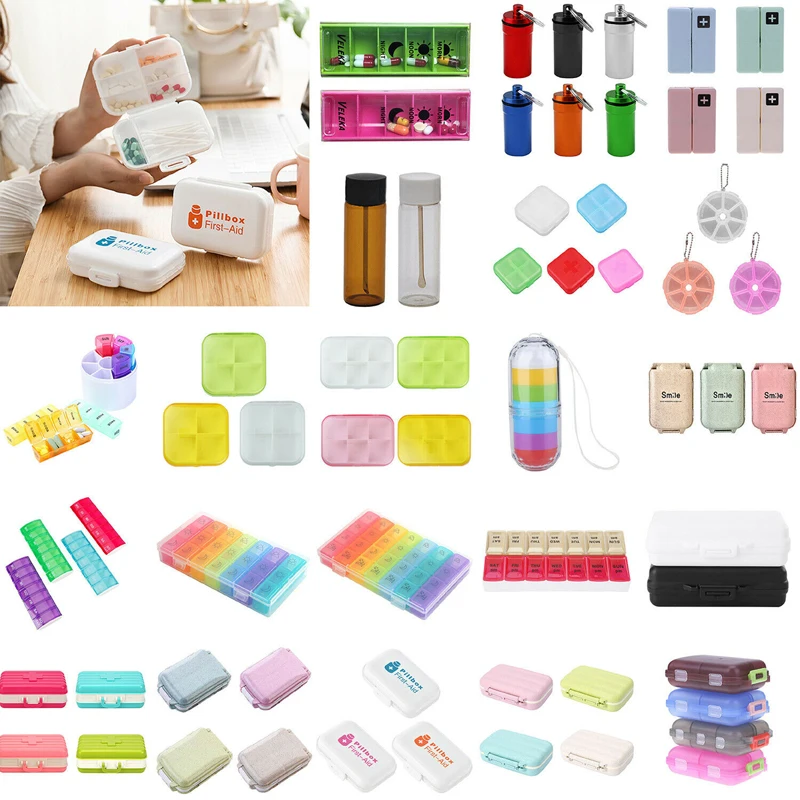 Plastic portable electronic one 7 day pill case 6 compartments pill dispenser weekly pocket pill box water proof