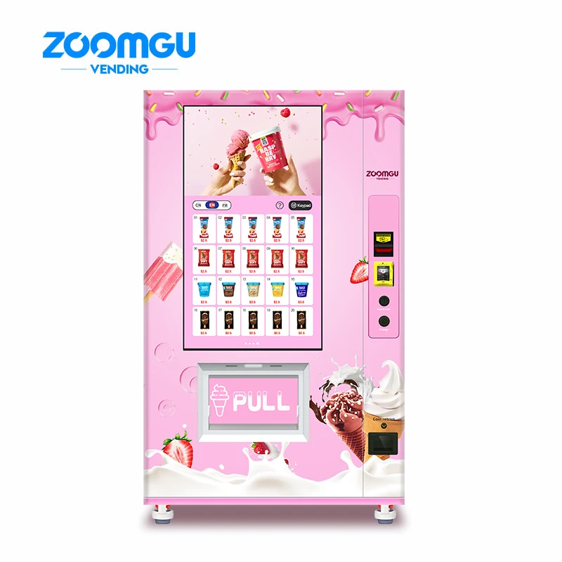 Zoomgu New Product Ideas 2022 Robot Ice Cream Vending Machine Pink Vending machines With R290/R513A/R1234YF